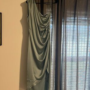 Brand new never worn satin light blue one shoulder dress